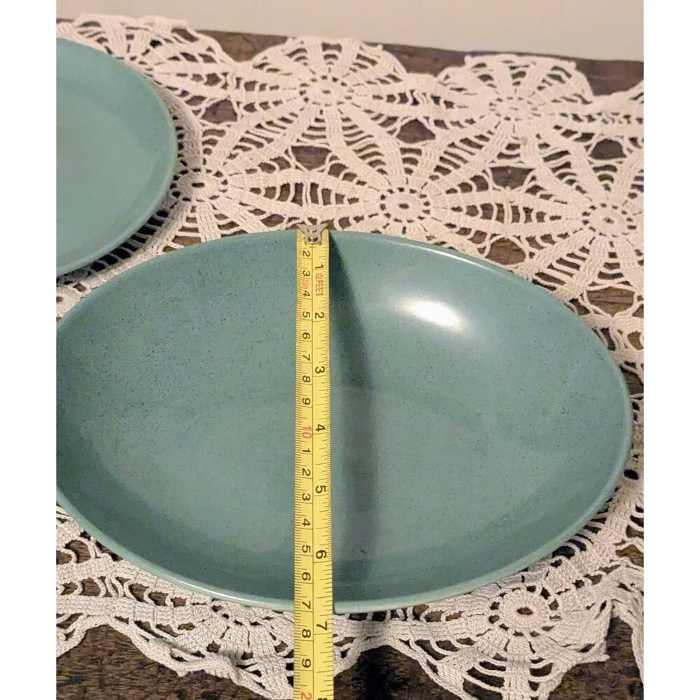 Vintage Taylor Smith Taylor Pebbleford Teal Oval Vegetable Bowl & Saucer,...
